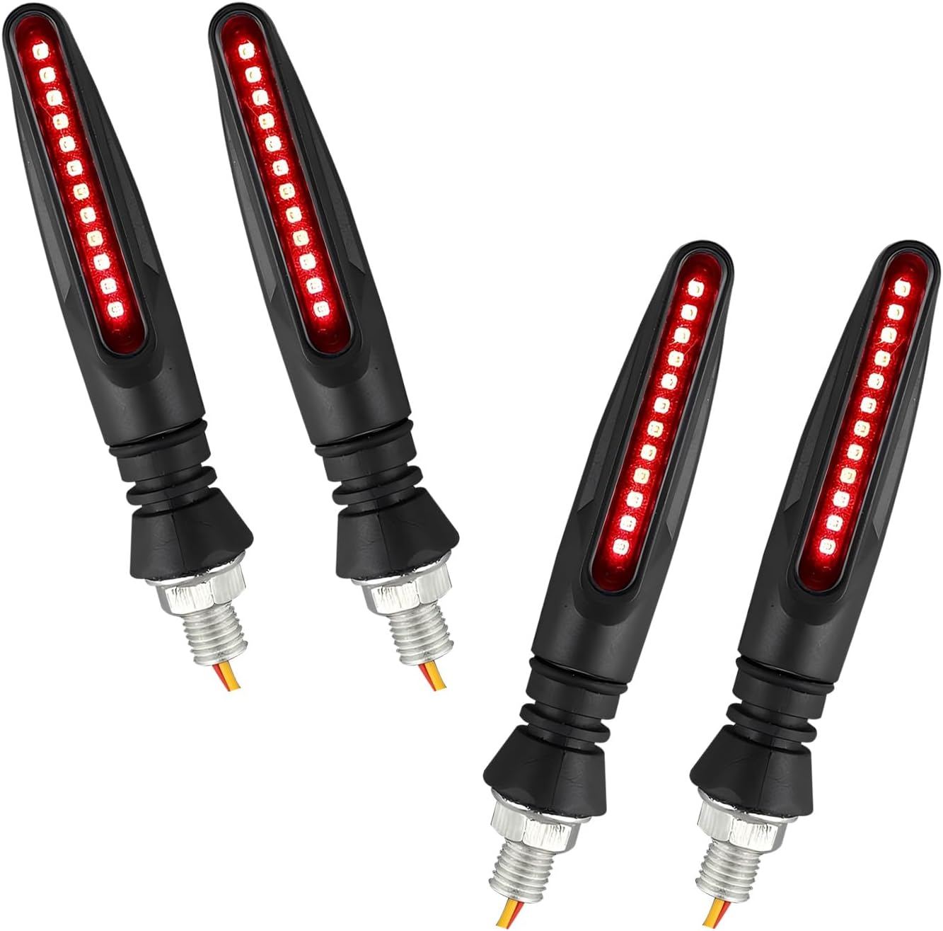 4 PCS Motorcycle LED Turn Signals, Ultra-Bright Flowing Blinker Indicator, 12V Daytime Running and Brake Lights, Universal for Motorbike Scooter (Blue)