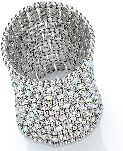 YACQ Women's Multilayer Wide Stretch Cuff Bracelets Fit Various Wrist Sizes - Soft Elastic Band - Lead & Nickle Free - Image 5