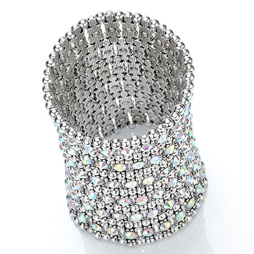 YACQ Women's Multilayer Wide Stretch Cuff Bracelets Fit Various Wrist Sizes - Soft Elastic Band - Lead & Nickle Free - Image 6