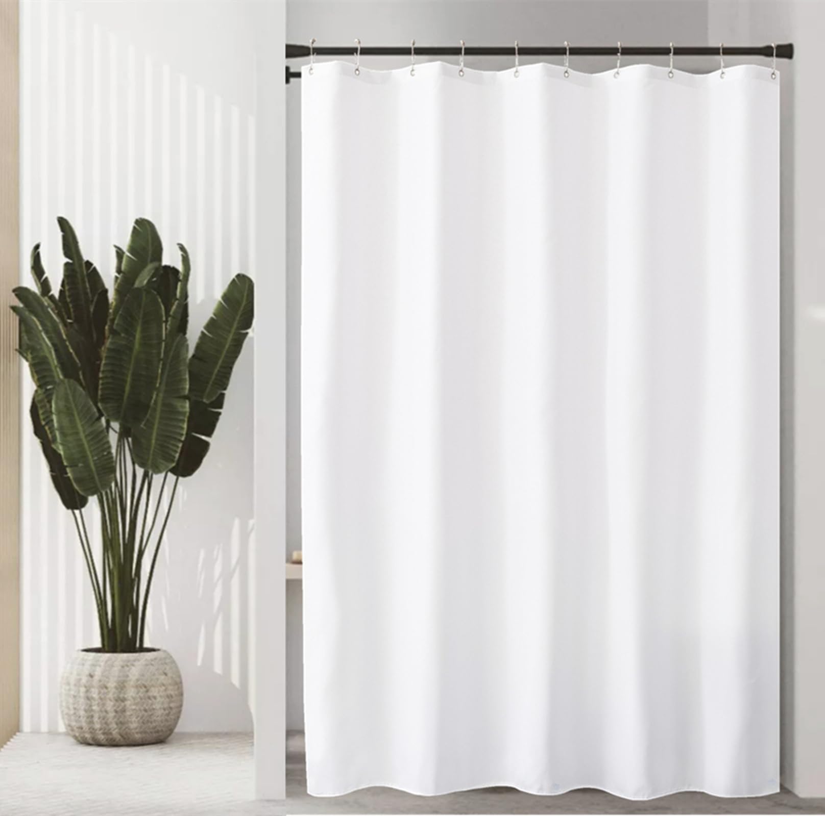 Felisa Stall Fabric Shower Curtain Liner with 3 Magnets,54W x 72L, Hotel Quality &amp; Soft Cloth Shower Curtain,Washable White Shower Curtain Liner for Bathroom