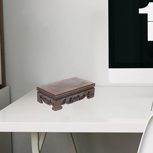 Miniatura 5 de Zerodeko Base de elevación de madera maciza Tetera Base de madera Base de tetera cuadrada Soporte de cristal Tetera Ornamento de madera Soporte de