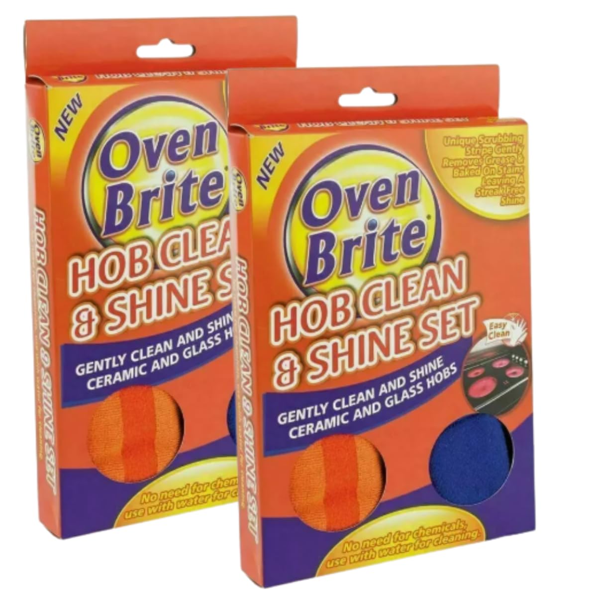 Ceces Home & Garden Cleaning & Polishing Set Hob Clean & Shine Microfibre Cloth Set For Stainless Stove Oven Kitchen Appliances Refrigerators, Washable And Reusable, Blue & Orange, 2 Cloth Set