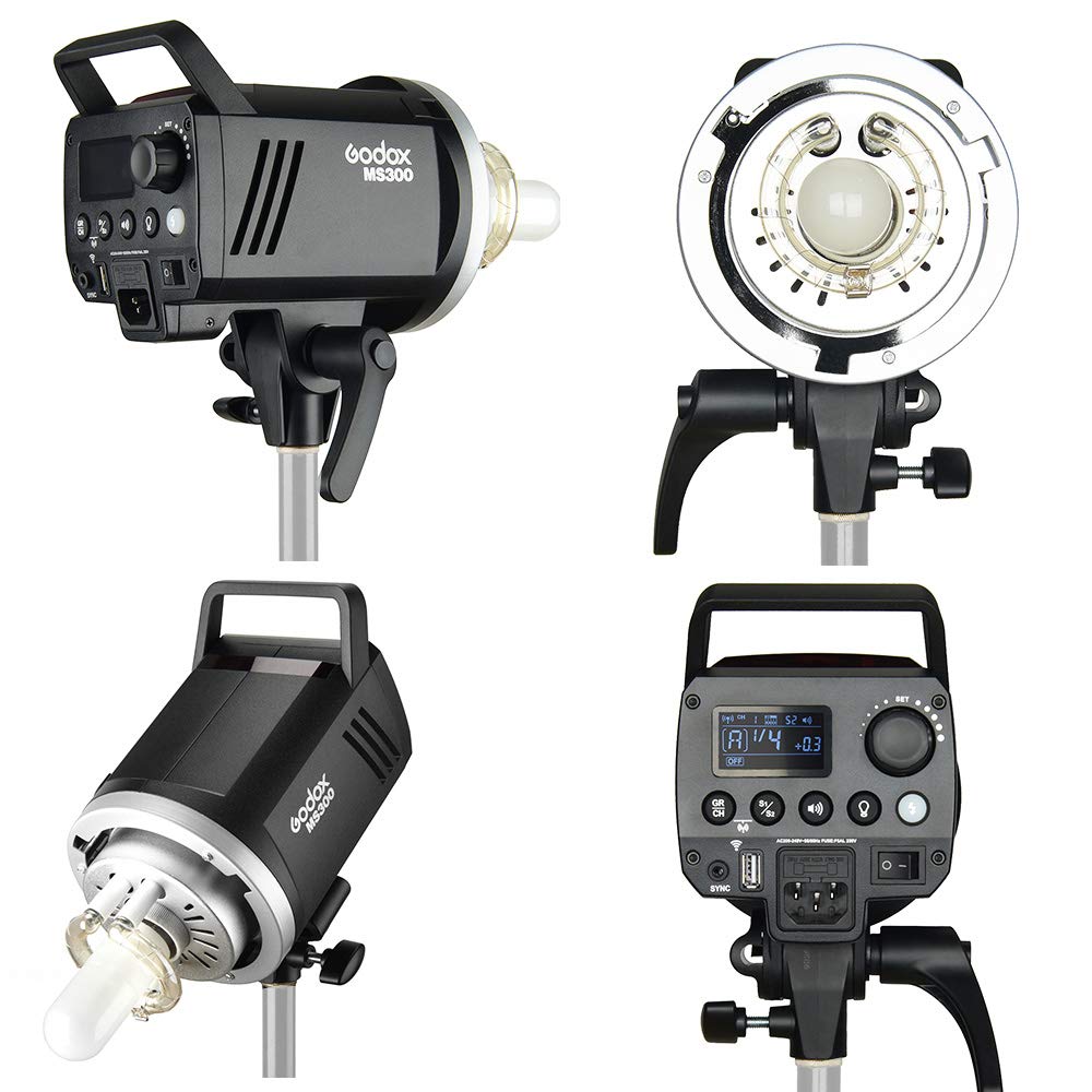 GODOX MS300 estroboscópico 300 WS con Lámpara de Modelización 150W Montura Bowens para Interior Estudio Retrato Fotográfico (MS300)