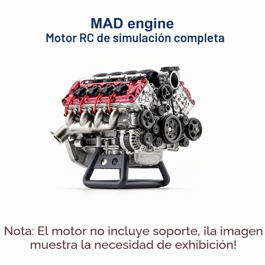 XKlemBauklode Mini kit de motor V8, materiales de resina, kit de modelo de motor MAD V8, kits de modelos para adultos, modelo de motor de ensamblaje DIY, 2,52 x 2,36 x 2,17 pulgadas