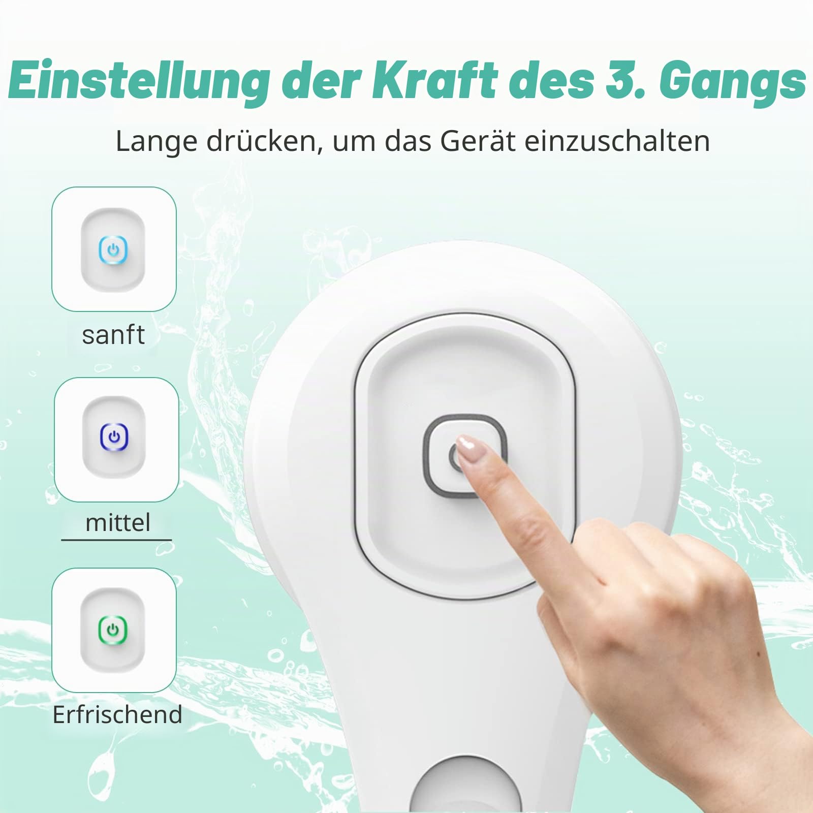 Elektrische Duschbürste,Körperbürste Rückenbürste mit Langer Griff,Rückenbürste Dusche Massagebürste mit 6 Reinigungsköpfen,Elektrisch Duschbürste Badebürste für Spa Dusche Peeling Massagebürste(Blau)