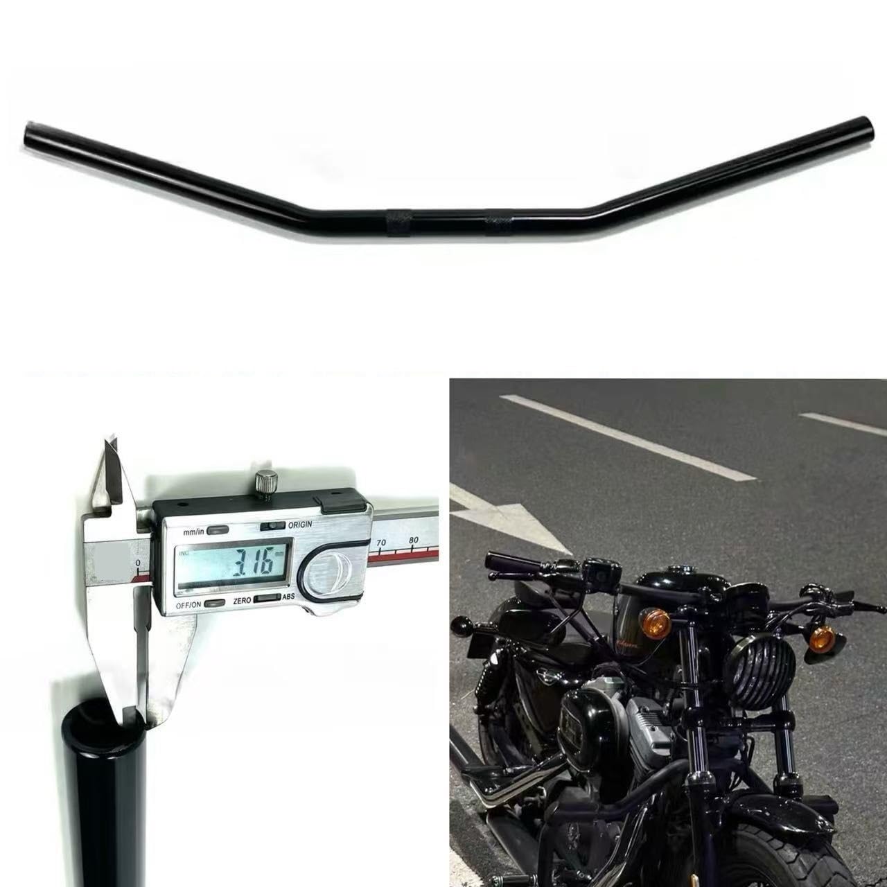 manubri moto con impugnature Misura Per Harley Sportster XL883 XL1200 X48 V72 Superlow 883L 883 1200 48 72 Manubrio 1''(Chrome 85cm)