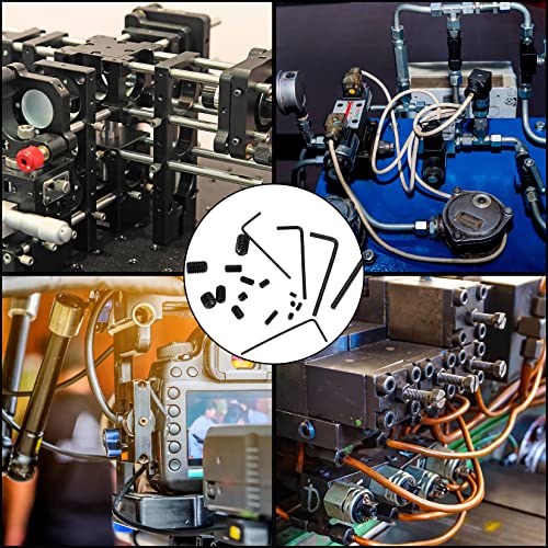 300 Stück Madenschrauben Set, Gewindestifte Inbusschraube Sortiment Kit, M2.5 M3 M4 M5 M6 M8 Sechskantkopf Schrauben mit Inbusschlüsseln für Türgriff, Türklinke, Halterung (Black)