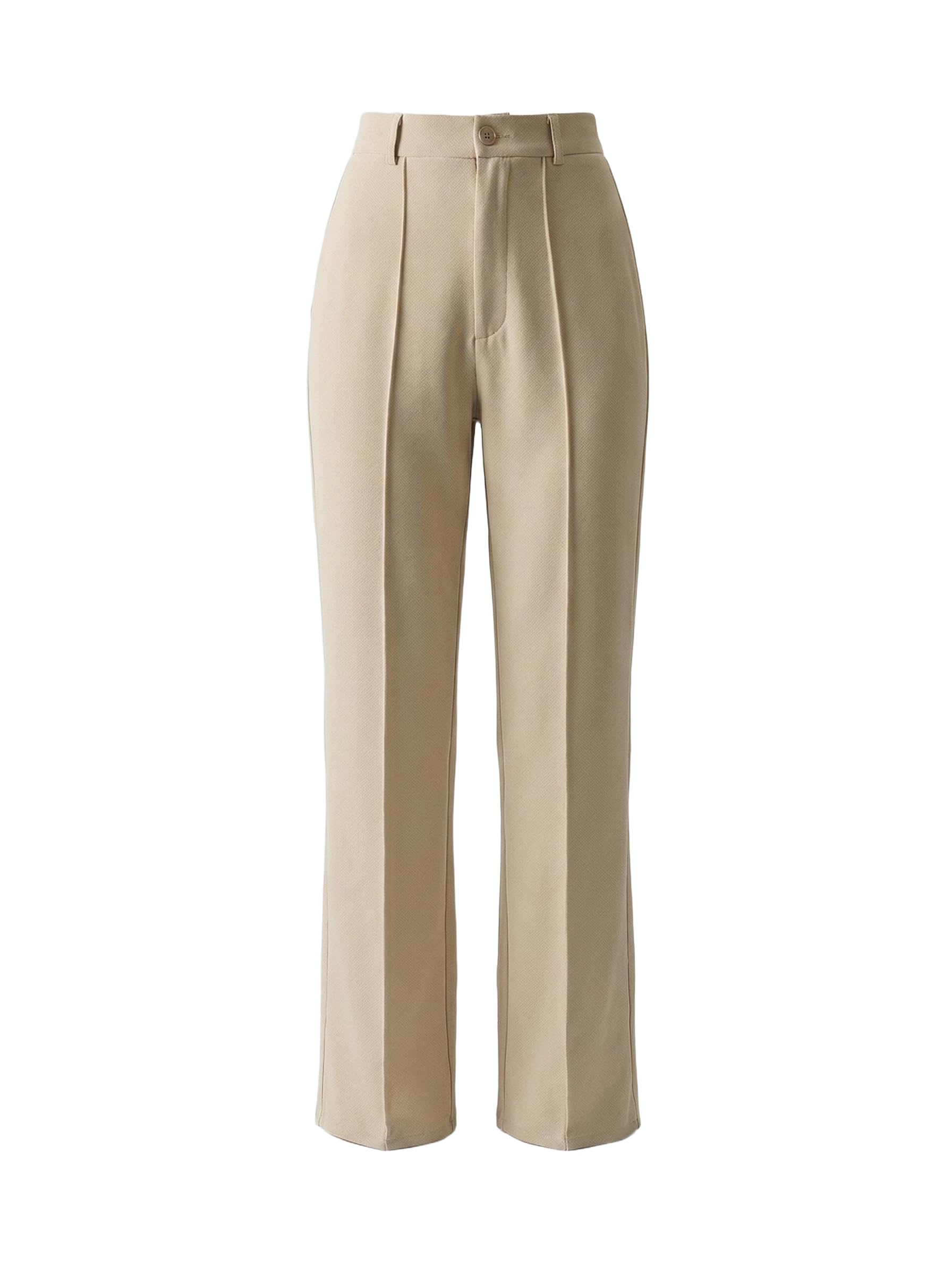 Women's High Waisted Pleated Trousers Beige Wide Leg Pant High Waist Solid Trousers Korean Style Formal Pants | Elegant Workwear for Office, College & Events (in, Numeric, 28, Regular, Cream)