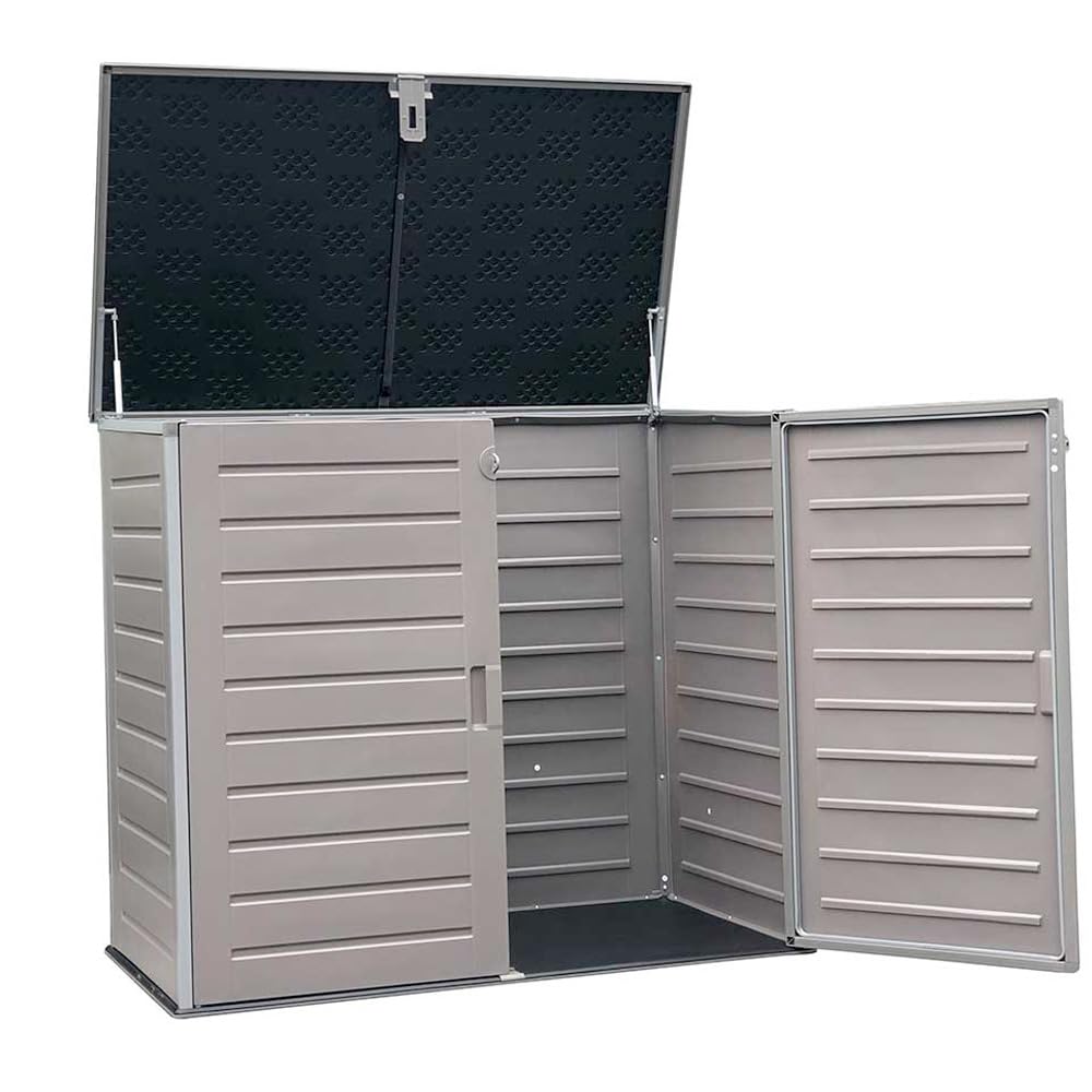 Easylife Jumbo Utility Cabinet for Wheelie Bin Storage, Lockable Bin Store Houses 2 Bins, Weatherproof Storage Shed with 1,170L Capacity, Easy to Assemble, L140xW81.5xH125cm - Fully Guaranteed