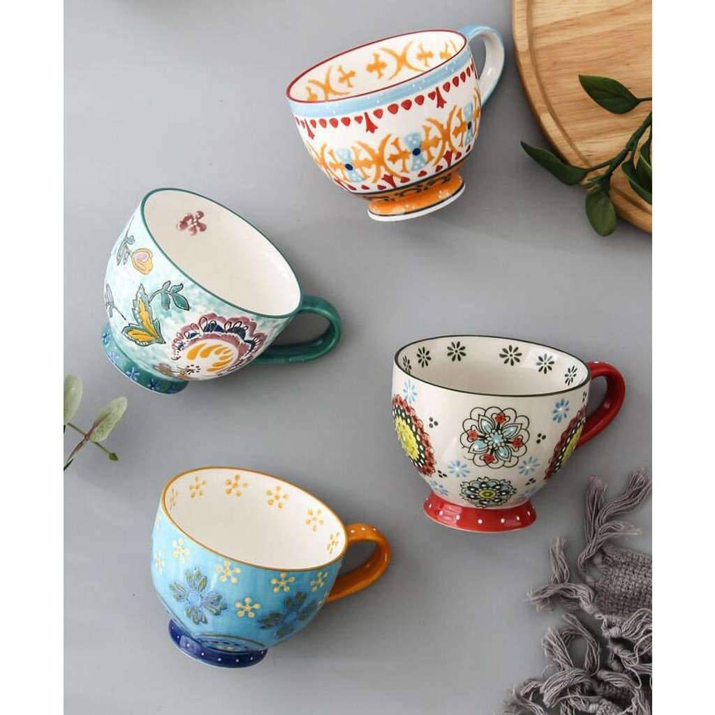Miska do zupy z uchwytem, 490 ml, miski do zupy, kubek na śniadanie, płatki śniadaniowe, lody w Chinach, porcelana, ceramika, kuchnia, Maroko, duże kolory, prezent, F