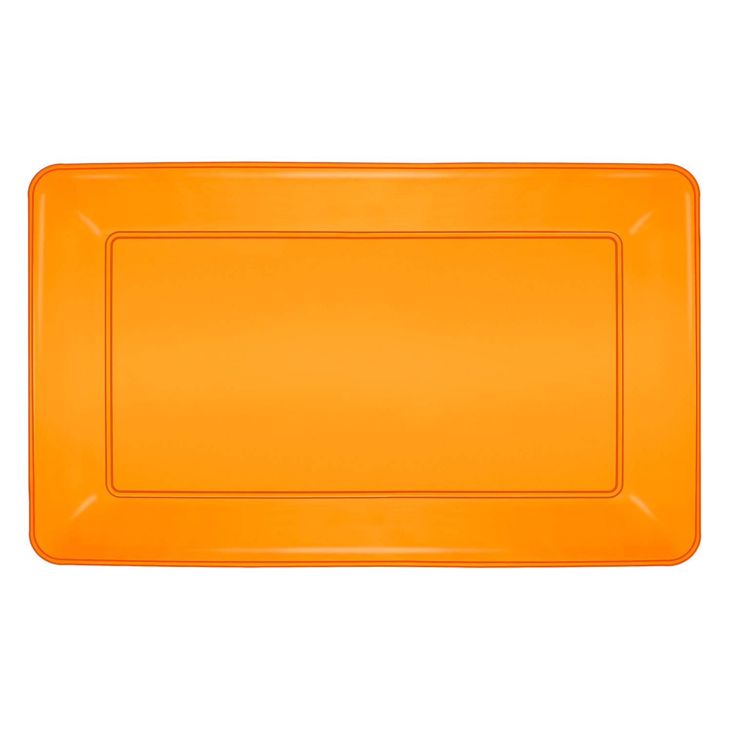 Party Essentials N121875 Heavy Duty Brights Plastic Rectangular Tray, 12" Length x 18" Width, Neon Green (Case of 6)