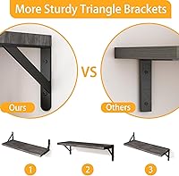 Vista 3 de YGEOMER Estantes flotantes para pared, diferentes tamaños, estantes de pared grises desgastados para sala de estar, baño, dormitorio, cocina