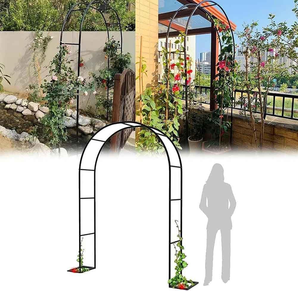 Arche de jardin en métal blanc 140x230 cm pour décoration extérieure
