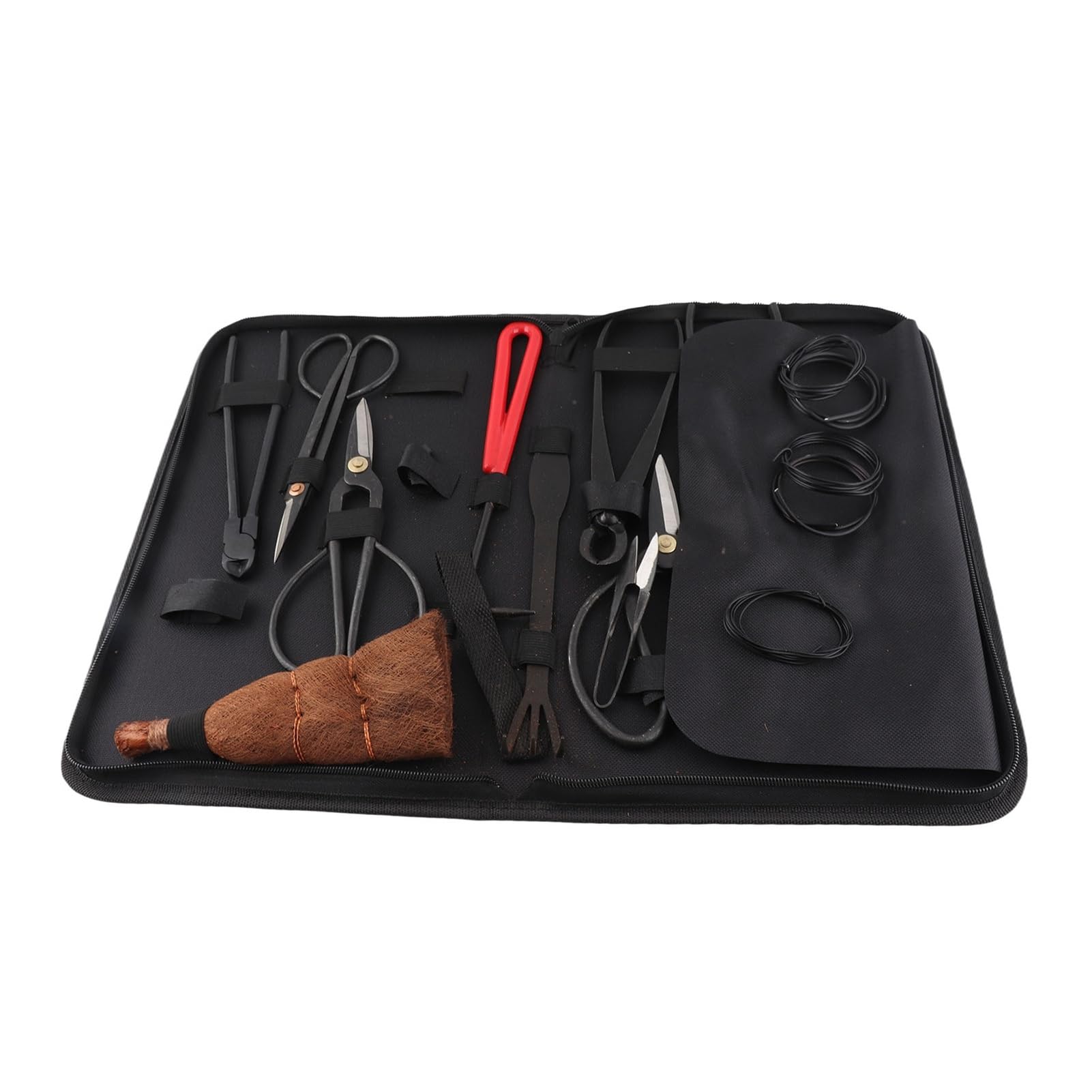 ESESE Juego de Herramientas Profesionales for bonsái de 5 Piezas: Tijeras de podar de Acero al Carbono, recortador de Hojas con Bolsa de Transporte, rastrillo y Cortador de Ramas. Kit Completo