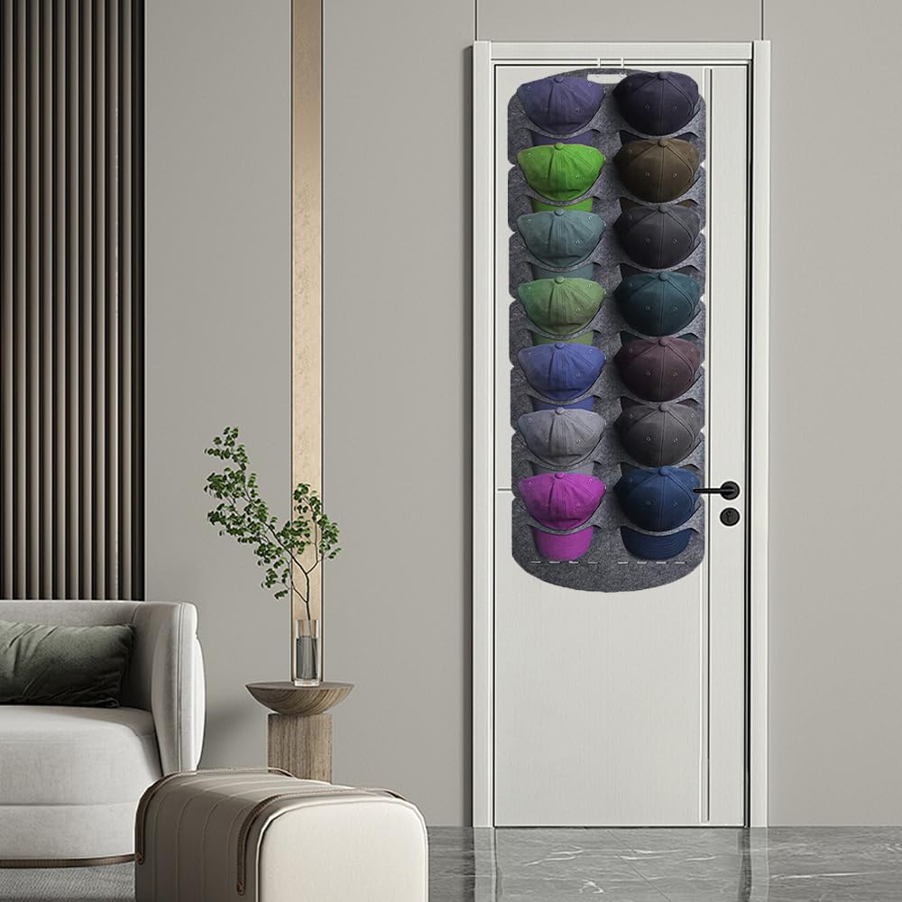 Bssmmai Cap Organizer Mit 14 Taschen - Kappenhalter Für Tür & Wand