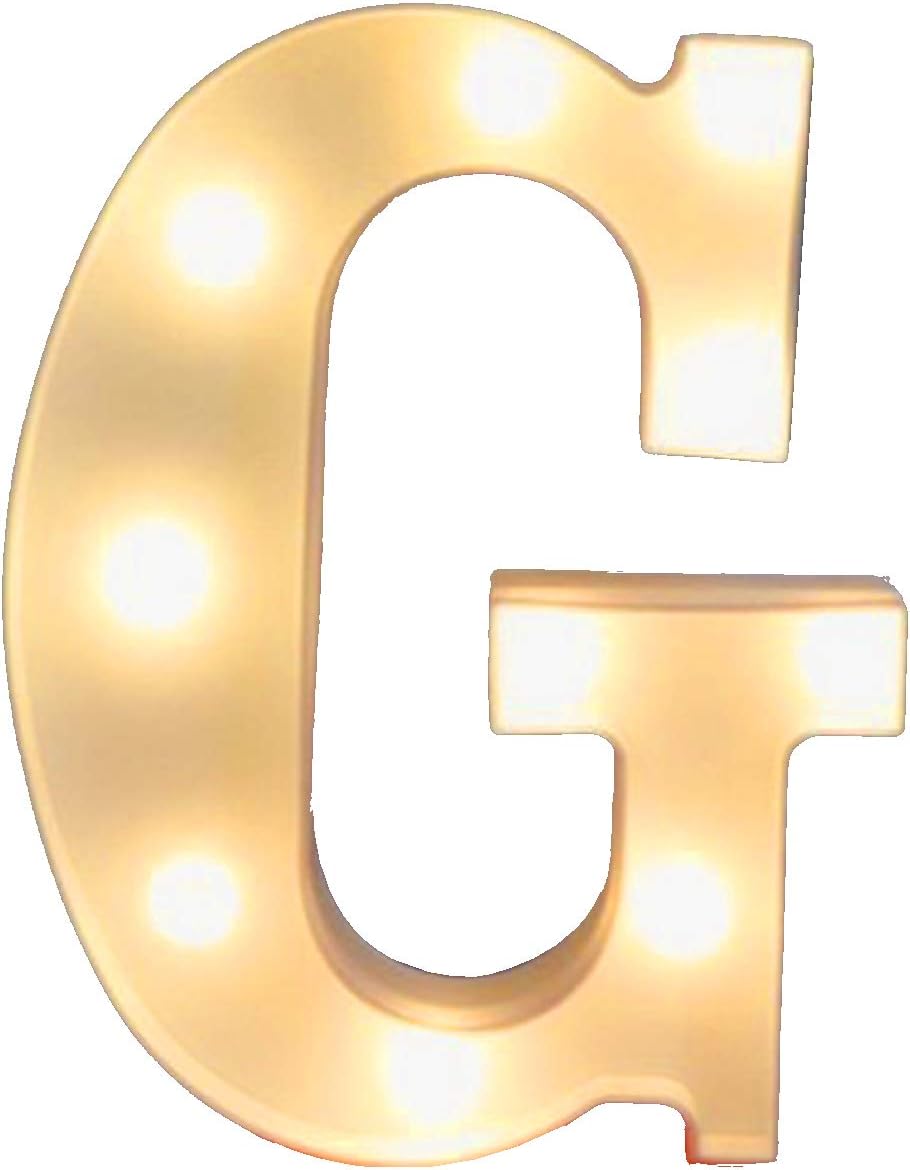 G-PLUS XFTIME LED Marquee Warm White Letter Lights 26 Alphabet Light Up Marquee Letters Sign for Wedding Birthday Party Battery Powered Christmas Night Light Lamp Home Bar Decoration (G)