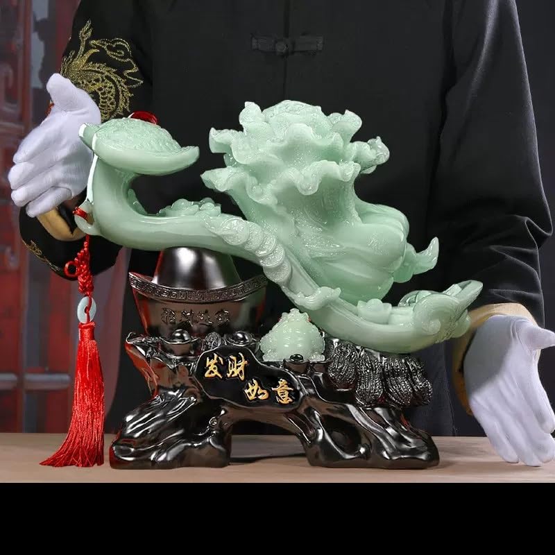 Statue Fengshui de chou en jade décoration de bureau élégante pour attirer la chance - 4