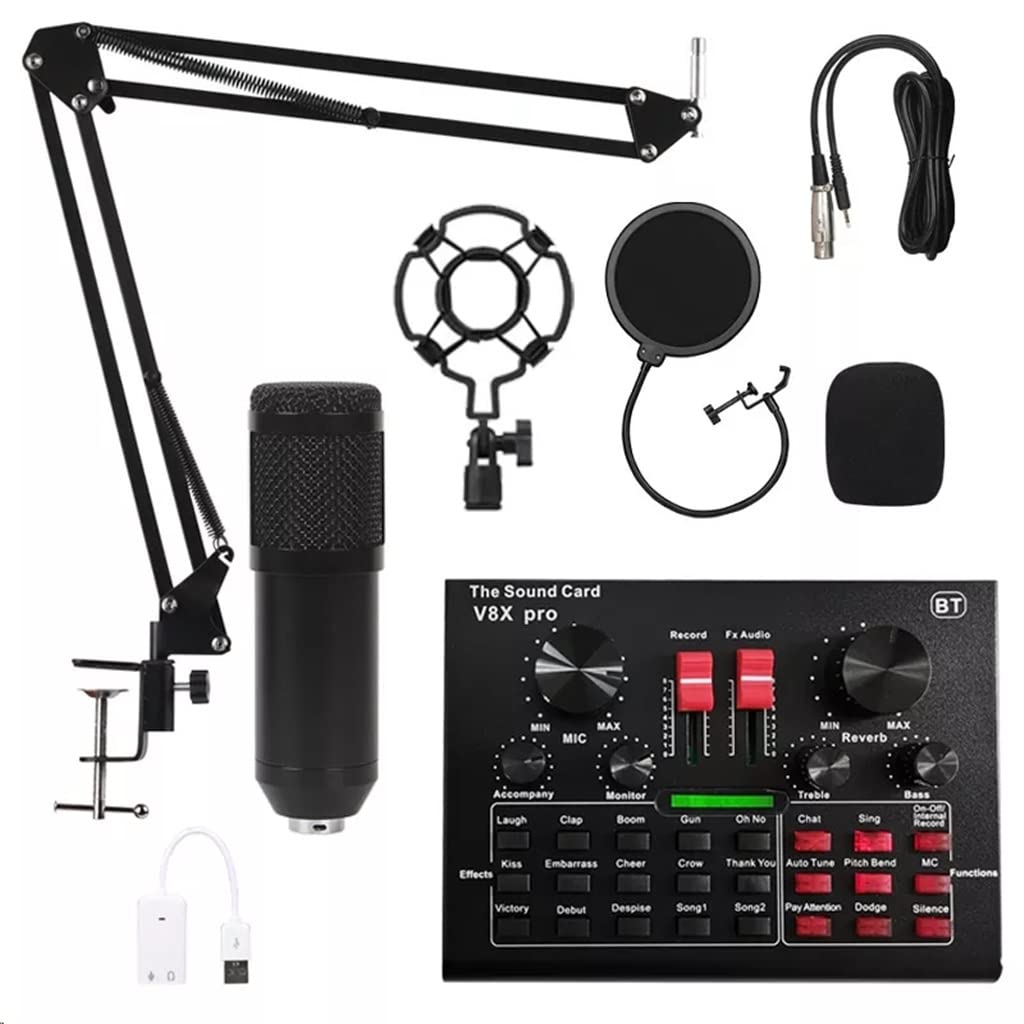 Mixer carte son live dsp avec microphone condensateur bm800 pour enregistrement podcast usb