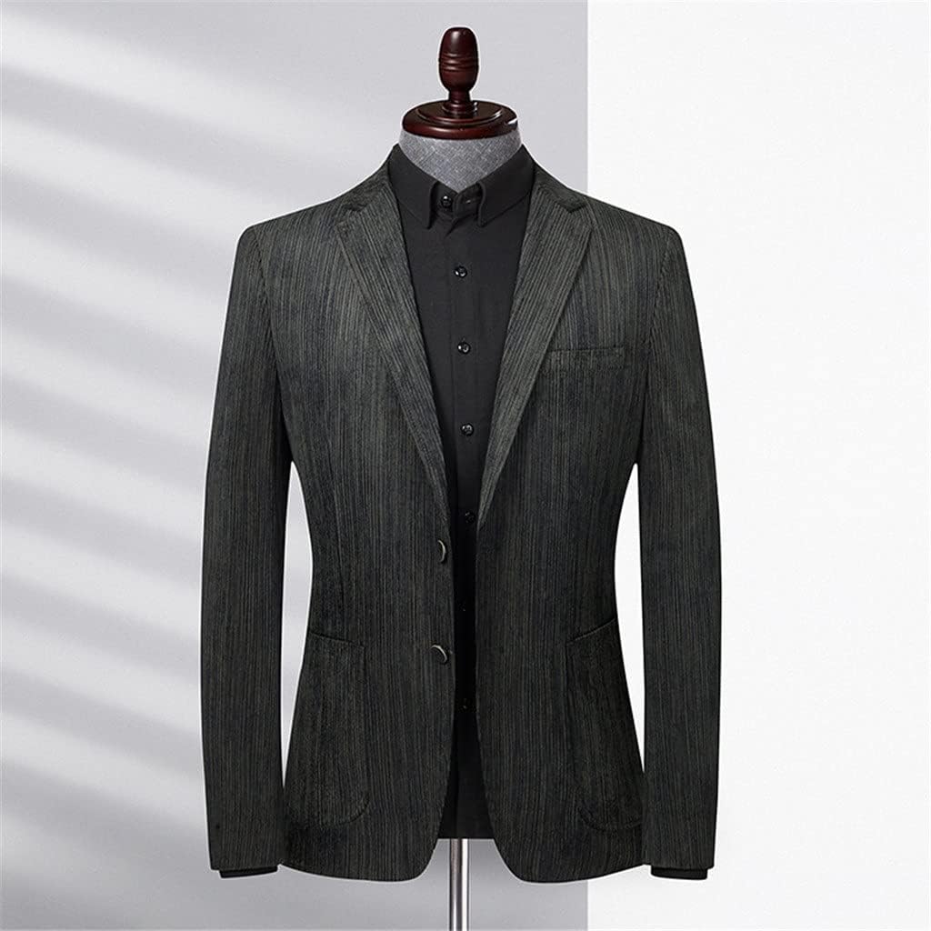 Men's Casual Suit Jacket Corduroy Anti-Wrinkle Slim Small Suit Young Men's Jacket(Black,195 Code)