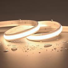 JOYLIT الجيل الثاني من مصابيح شريط LED النيون فائقة السطوع 24 فولت 16.4 قدم/5 متر أبيض دافئ مقاوم للماء في الهواء الطلق، CE UL PRO 735LM/FT 5.8W/FT CRI 92+ 3000K ضوء حبل النيون للفناء، محول حمام السباحة 24 فولت غير متضمن