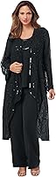 Vista 1 de Roaman's Traje de pantalón de tres piezas con cuentas de talla grande para mujer