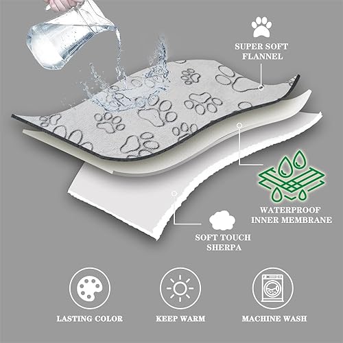Miniatura 8 de Qeils Mantas para perros pequeños  Manta impermeable para gatos lavable  Manta de forro polar Sherpa para cachorros, protector de manta reversible