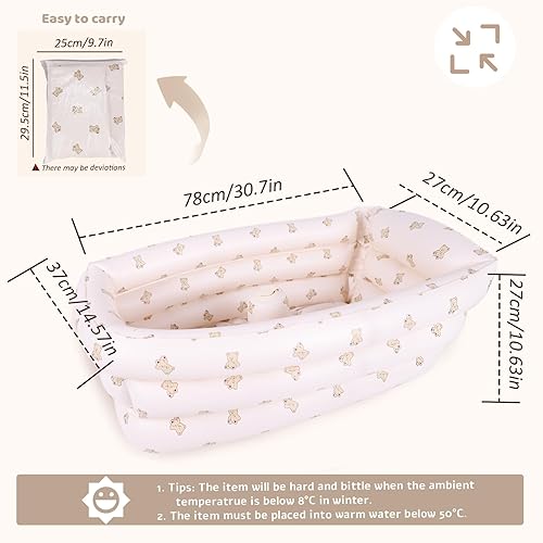 Miniatura 6 de Bañera inflable para bebé con bomba de aire incorporada, bañera portátil para bebés de 0 a 5 años, piscina de bolas pequeña, bañera plegable para
