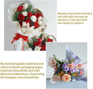 MLSG 20 Sheet Solid Color Heart Wrapping Paper - Waterproof Floral Bouquet Wrapping Paper, Florist Supplies Packaging Paper for Wedding Birthday Gift Wrap Paper (Grey Purple)