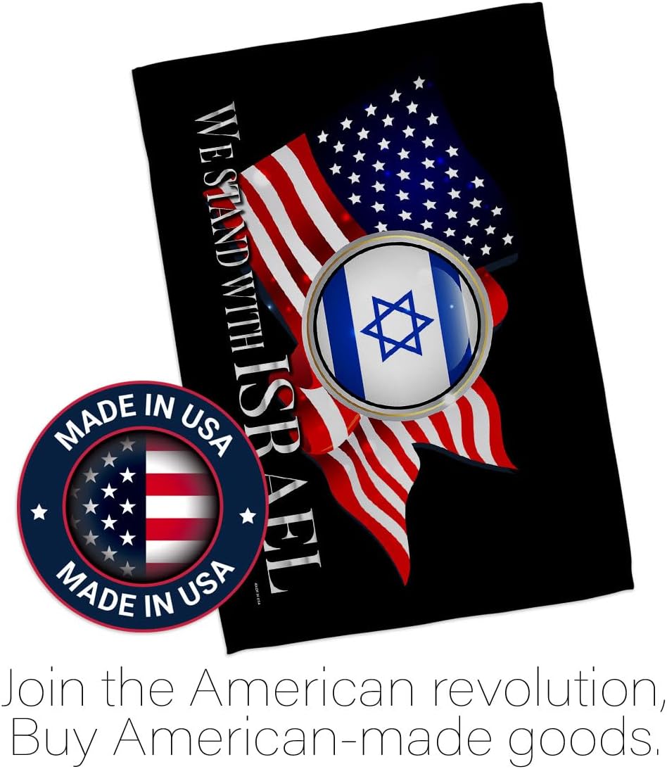 Israel Flag Israel US Decorations Garden Stand Pole Set Home Indoor Grave Yard Signs for Outside House Bandera de Israeli Banner Post Room Poster Cemetery Outdoor Tapestry, Jewish Gifts Made in USA