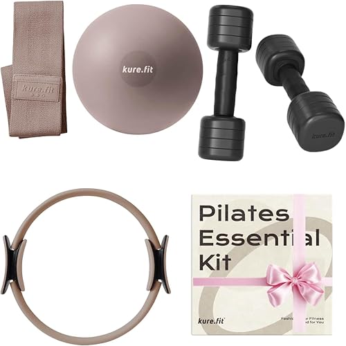 Black Adjustable Dumbbell Set 2lb to 5lb and Taupe Pilates Kit Bundle