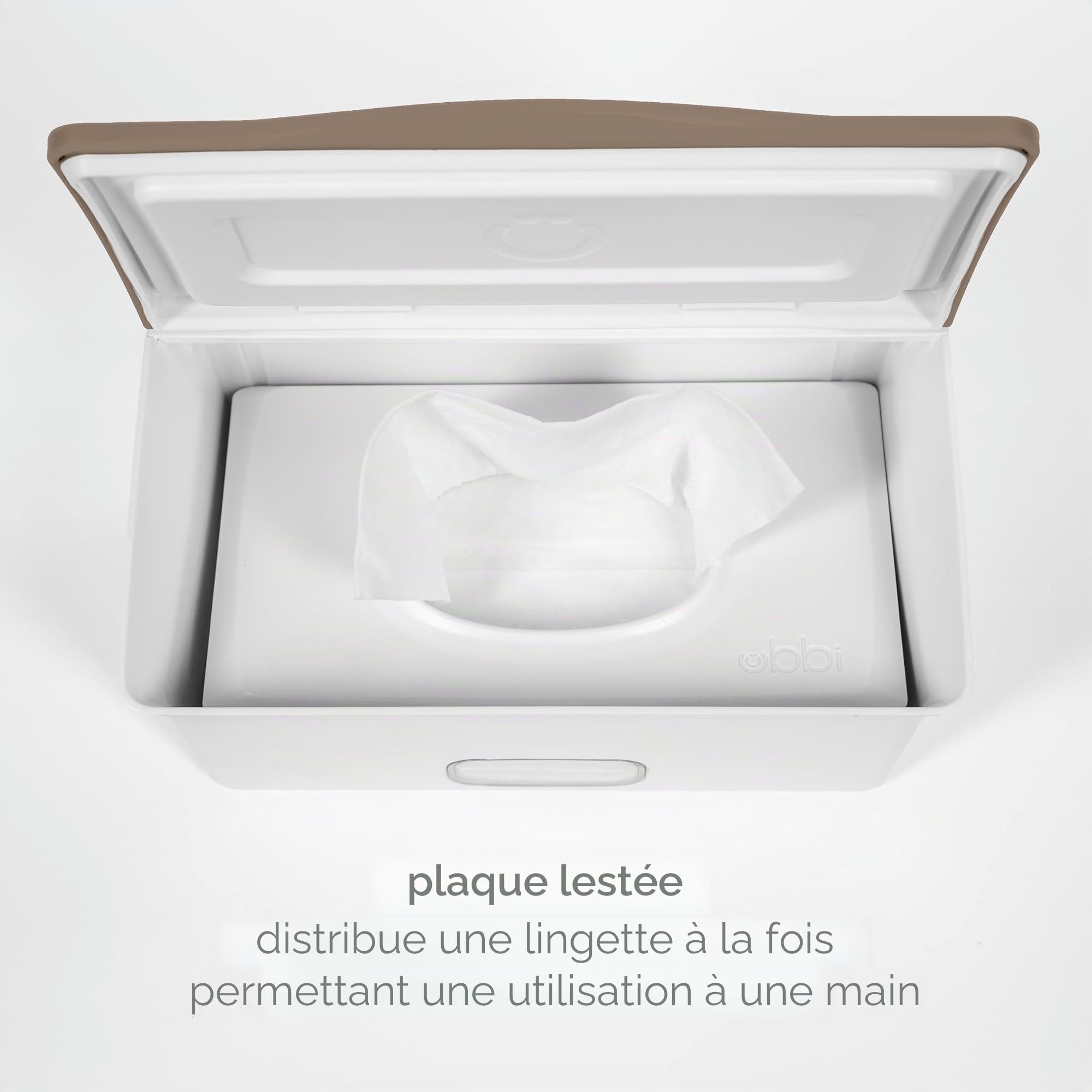 Ubbi Baby Wipes Dispenser with Weighted Plate and Secure Seal, Nursery and Baby Registry Essential to Keep Wipes Fresh, Taupe