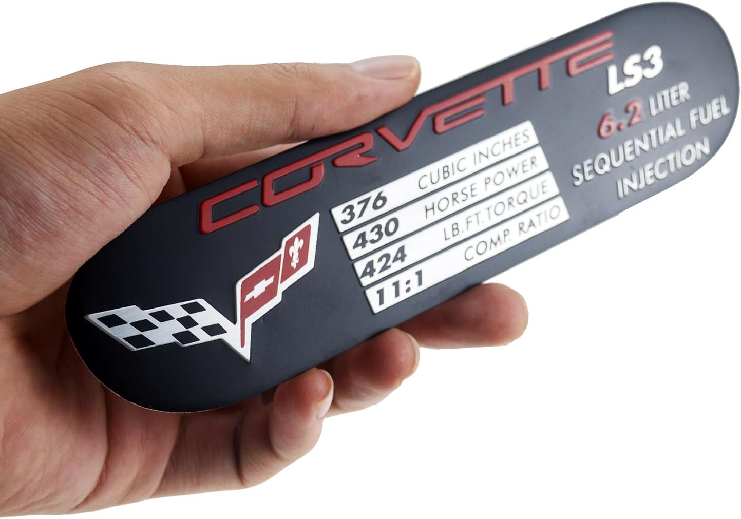 1Pc C6 Corvette Spec Data ID Metal Plate Emblem LS3 430HP 08-13 3D Badge Nameplate Replacement for Corvette