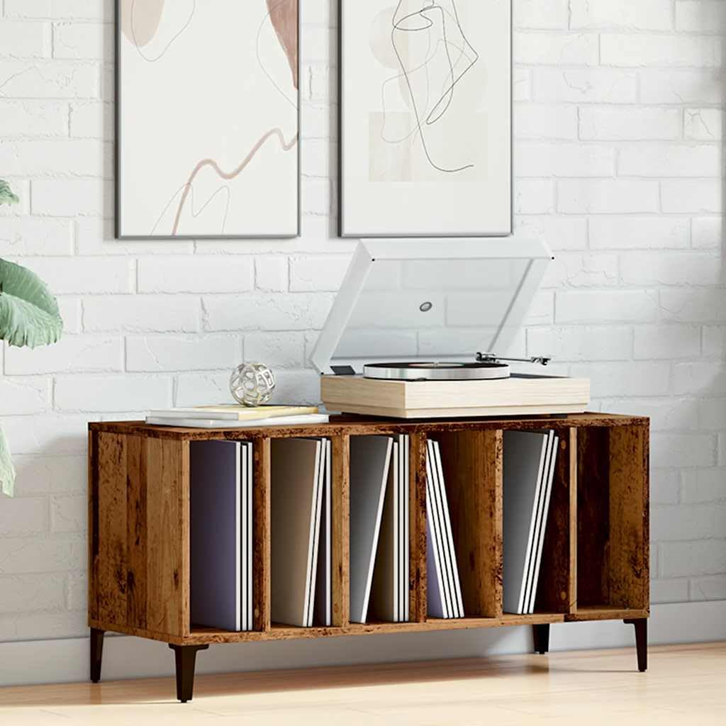 vidaXL Mobile Porta Dischi Legno Antico 100x38x48 cm Legno Multistrato, Mobile per Giradischi, Porta Dischi, mobiletto Porta vinili