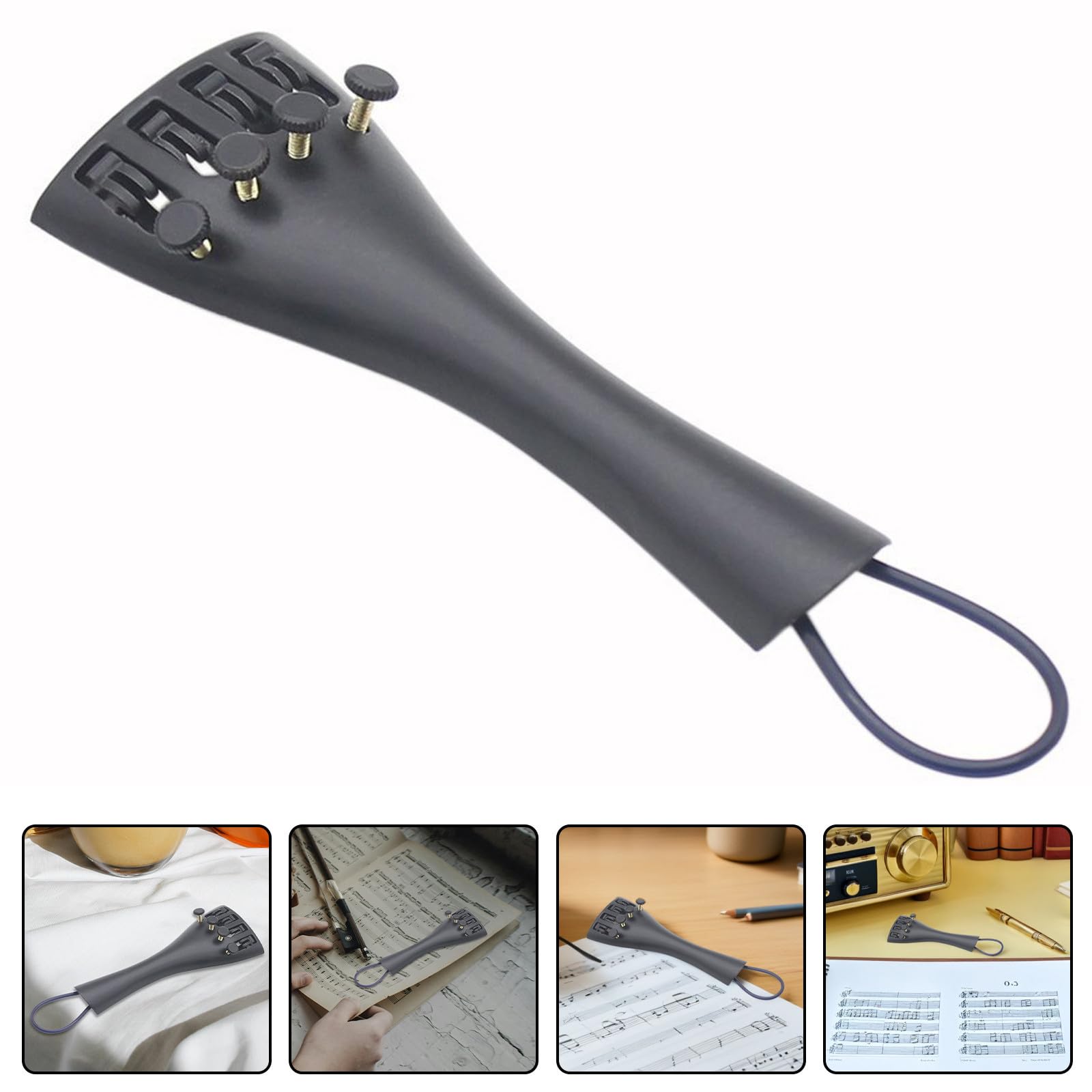 jojofuny Cordiera per Violino 4/4 Accessorio Facile da Usare per Accordatura Precisa in Lega di Alluminio 4 Accordatori Fini e Filo Cordiera