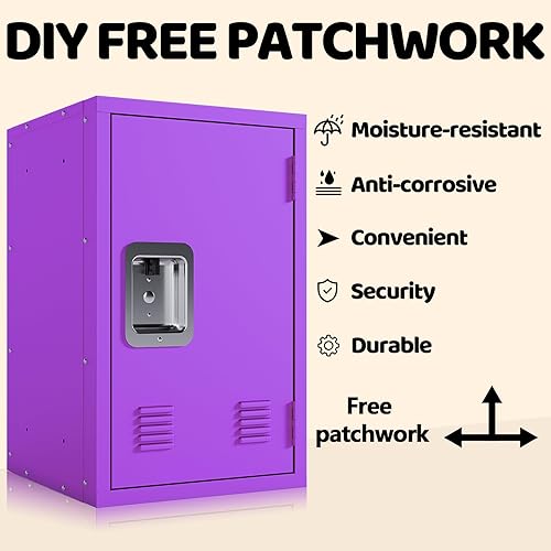 Miniatura 6 de Armario de metal, taquillas, armario de almacenamiento con cerradura con estante de casillero, gabinete de bloqueo pequeño de 24 pulgadas de alto