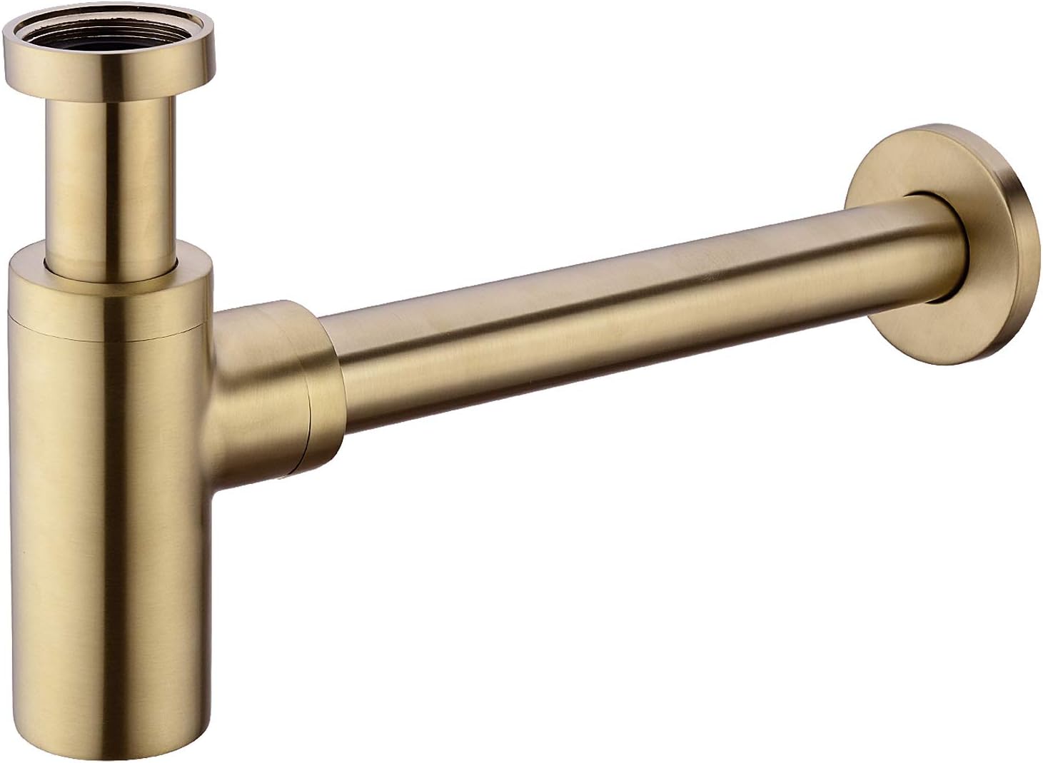 Brass Round Bathroom Sink Bottle Trap Basin Waste Sink Pipe Drain Adjustable Height Deodorization, Brushed Gold