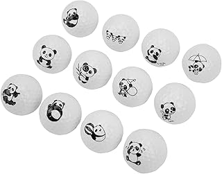NestNiche Golf Practice Balls, 12 Pcs Golf Balls with Cute Panda Pattern, Rubber Training Golf Balls, Outdoor Indoor Golf Practice Balls for Driving Range