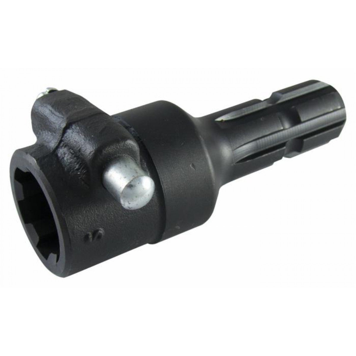 Ama Riduzione per Presa di Forza con Pulsante – Profilo Esterno 1" 3/8 Z6 e Profilo Interno 1" 3/4 Z6, Lunghezza 165 mm, Acciaio Speciale Resistente 110 Kgm/mm², Made in Italy