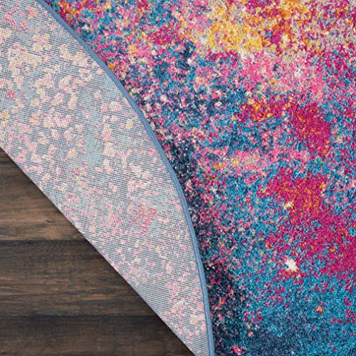 Nourison Passion Sunburst 4' X Round Area-Rug, Modern, Abstract, Easy-Cleaning, Non Shedding, Bed Room, Living Room, Dining Room, Kitchen, (4' Round) #TOP3