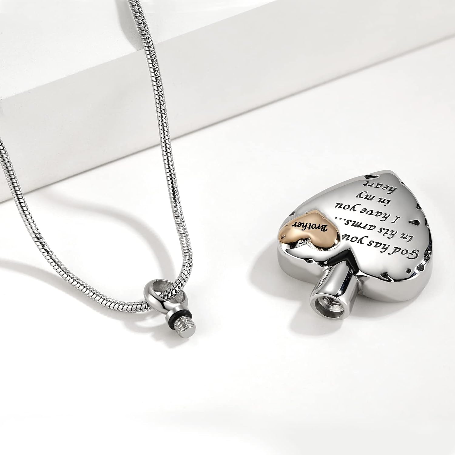 Heart Urn Necklace for Ashes Women Men Cremation Jewelry for Ashes Cremation Necklace In Memory of Loved One Grandpa Grandma Dad Mom Uncle Aunt Brother Sister Daughter Son - Image 3