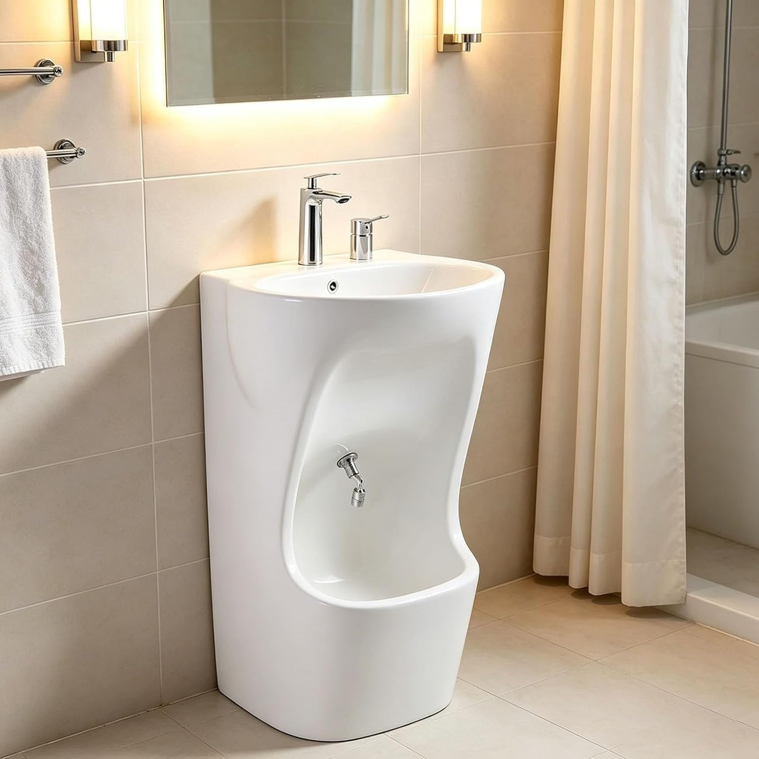 Lavabo d'ablution, évier vertical 2 en 1 en céramique for lavage des mains