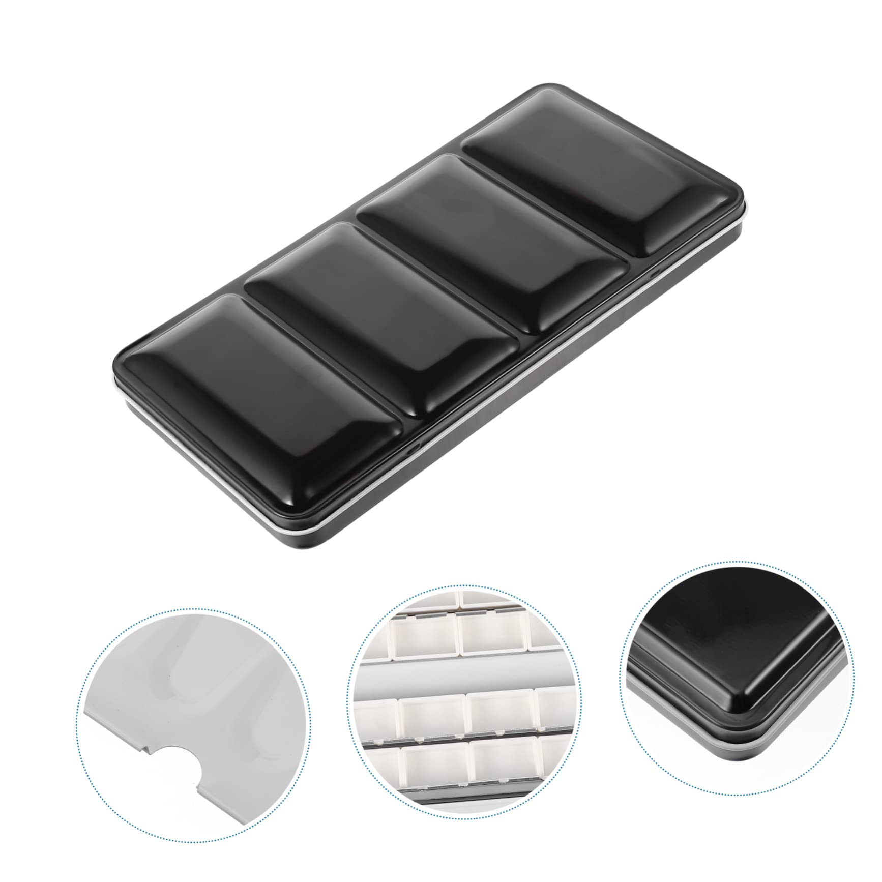 Boîte à Aquarelle Propre Compartiments en Fer Noir Vide Grosse Capacité Portable et Légère, Coffret Peinture pour Godets, pour Artistes en Déplacement