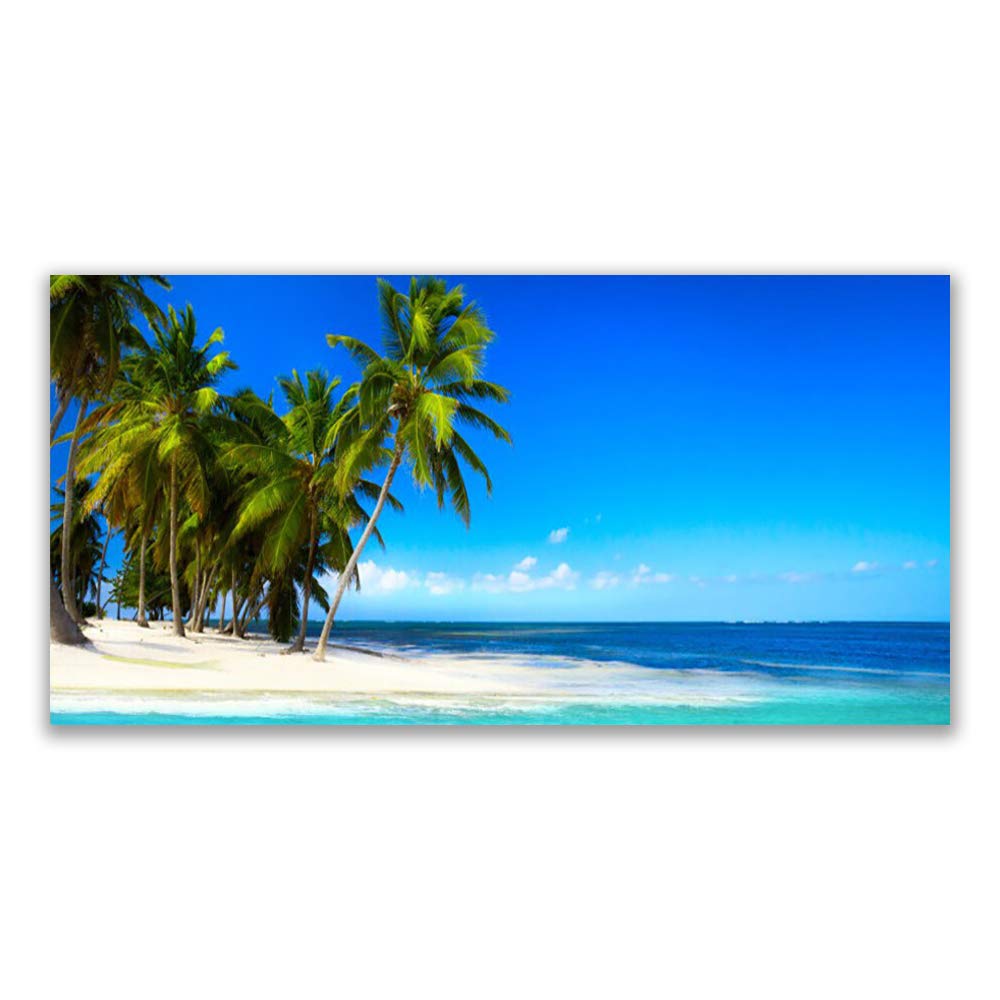 Tableau sur verre acrylique 140x70cm Palmiers Plage déco