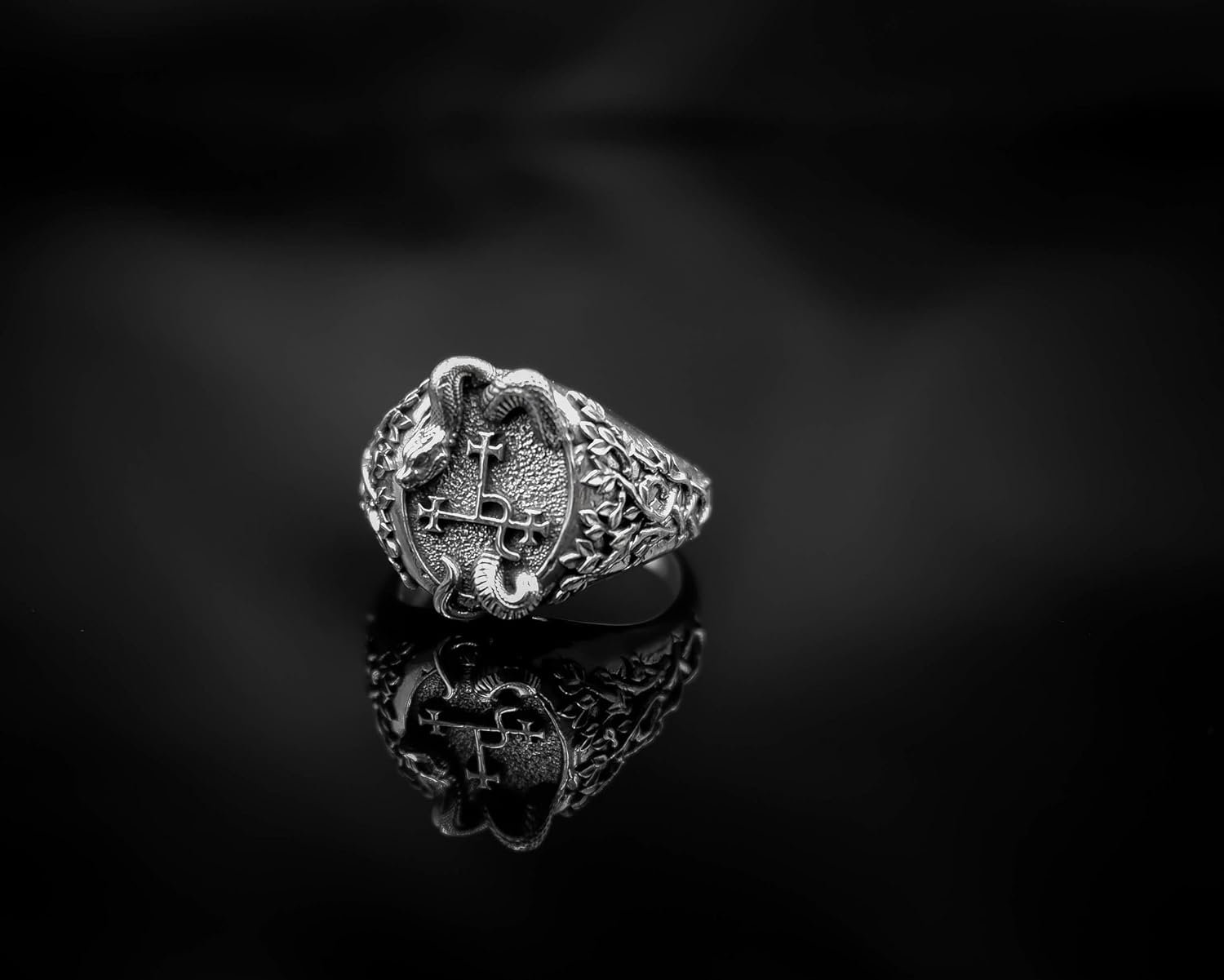 925 Sterling Silver Seal Sigil of Lilith Ring Sigil of lucifer with Snake Ring Size 6-15