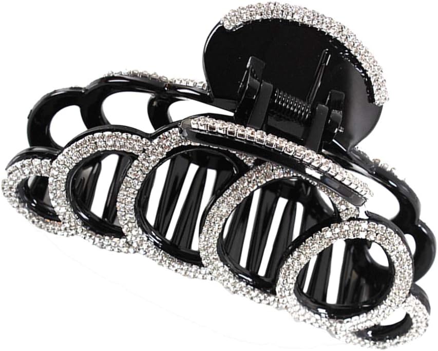 SOLUSTRE Large Rhinestone Hair Claw Clip for Women Durable Jaw Clamp Hair Accessory Sparkly Diamond Clamps for Styling and Daily Use