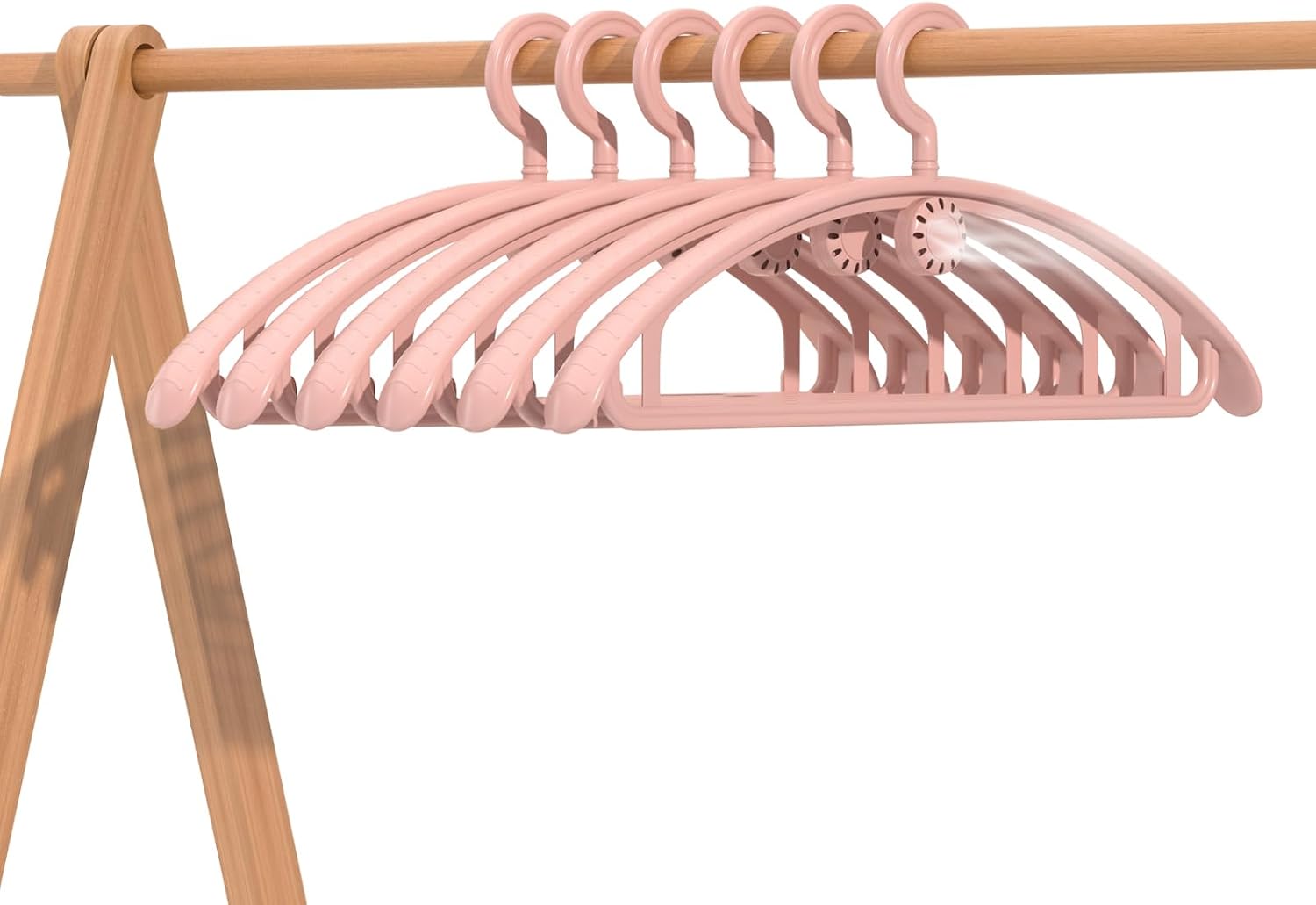 Gurexl Non-Slip Clothes - Hangers Pack of 20- Space Saving Felt Hangers for Pants, Coat -Plastic Clothes Hanger with Hooks and Aromatherapy Design, Infuse Clothes with Fragrance (Pink)