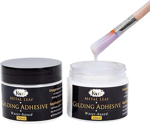 Adhesivo epoxi, 3.4fl oz de resina epoxi pegamento de hoja dorada para uso artístico, papel de aluminio, madera, base de agua (cepillos + guantes)