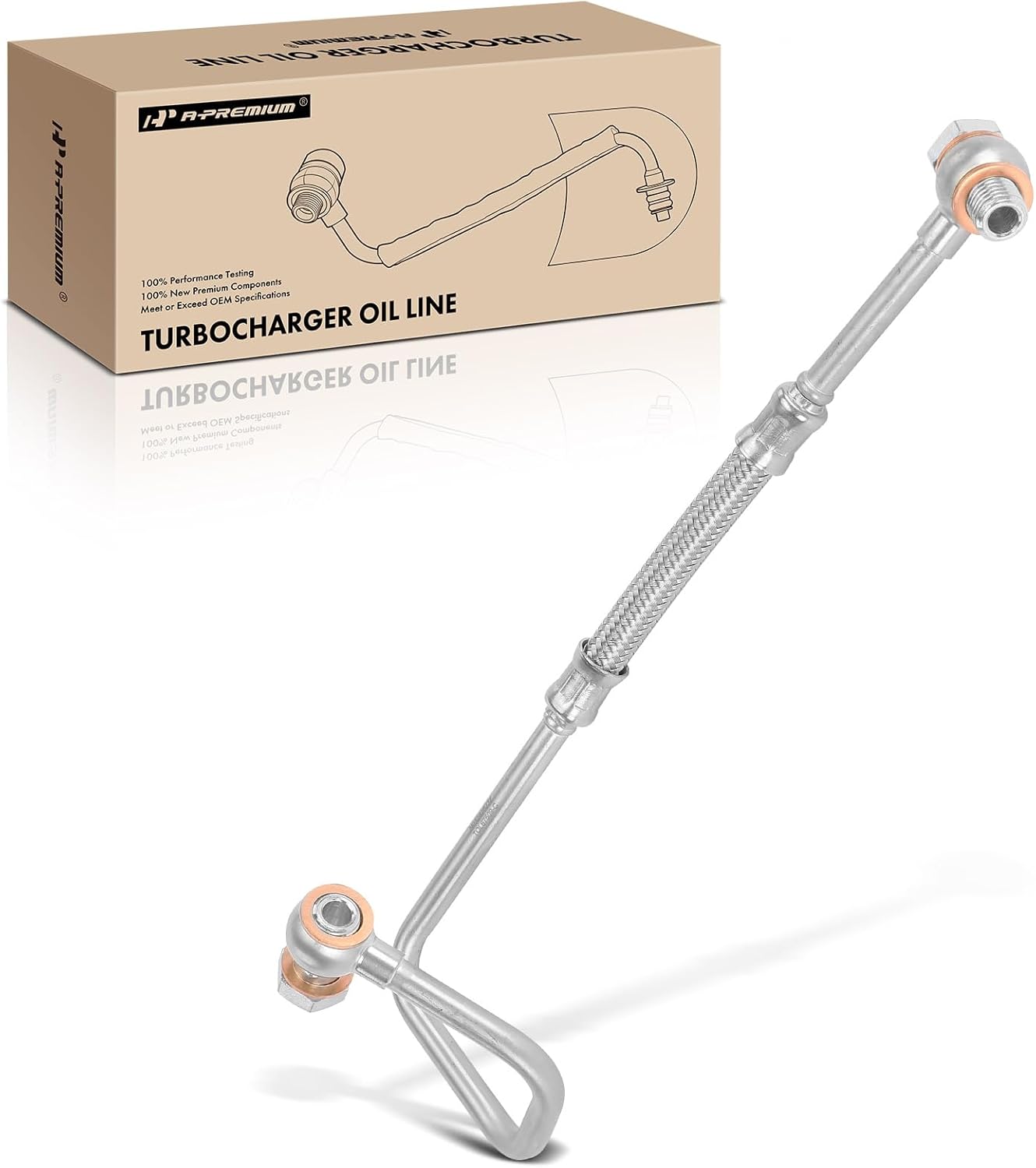 A-Premium Turbocharger Oil Supply Line Compatible with Ford Explorer 2012-2015, Escape/Fusion 2013-2016, Focus 2013-2018, Edge 2012-2014, Taurus, Special Service Police Sedan & Lincoln MKZ, MKT, MKC