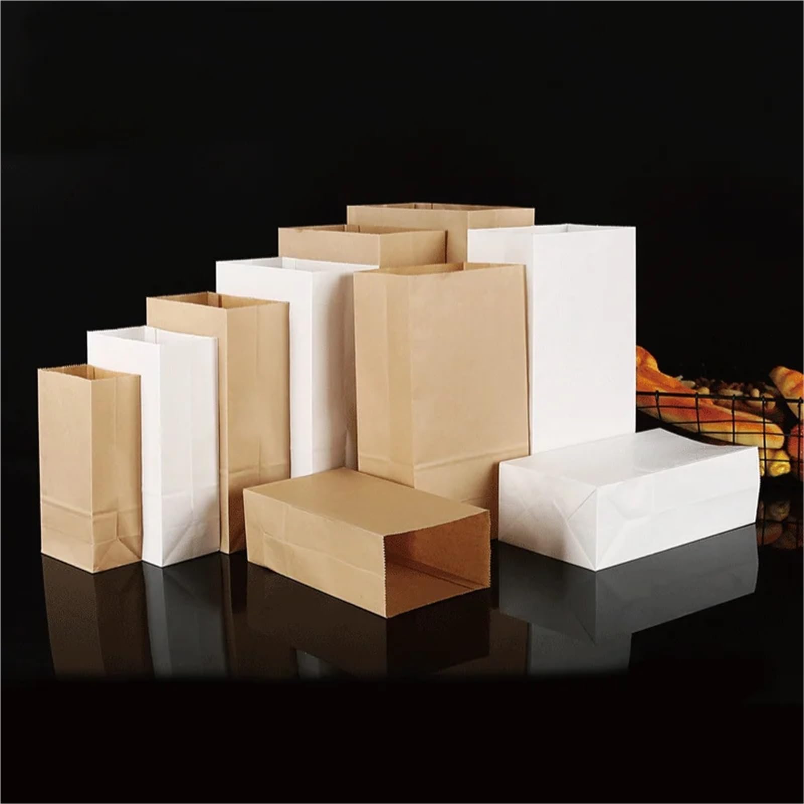 Sacchetti Pane In Carta Kraft 25/50 pezzi Sacchetti di carta Kraft Marrone Squisito Sacchetto regalo Cibo da asporto Imballaggio for dolciumi Conservazione(1500 Pieces,32x18x11cm)