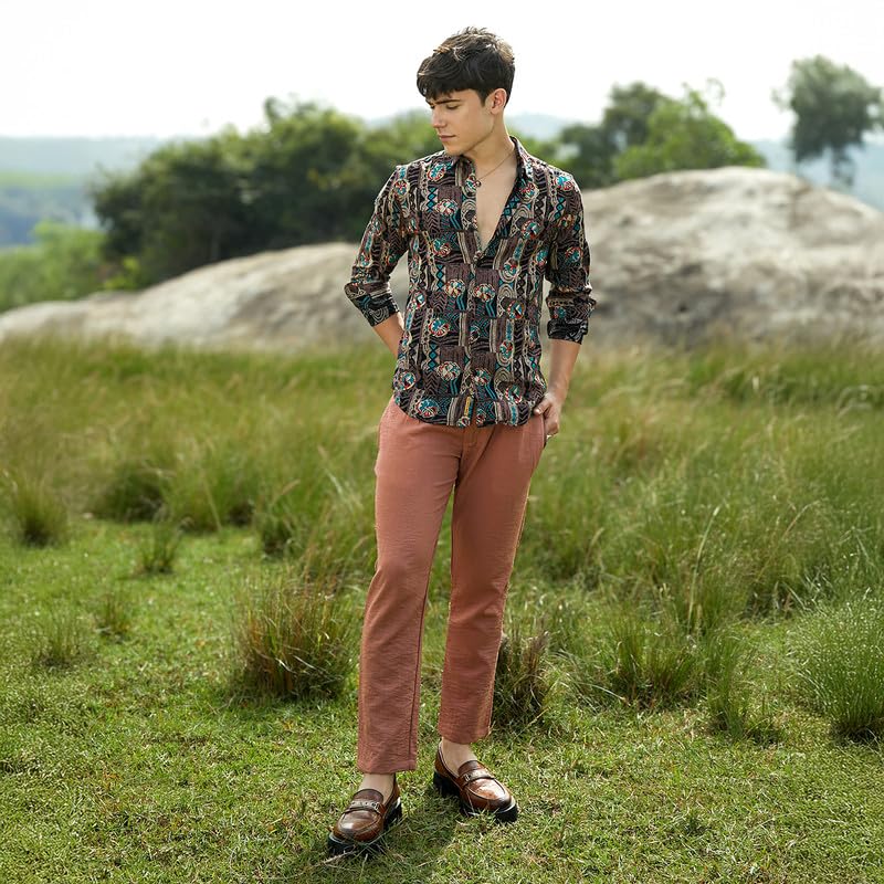 Image of CAHOOT Men's Shirt for Casual Wear | Spread Collar | Long Cuffed Sleeves | Button Closure | Shirt Crafted with Comfort Fit for Everyday Wear